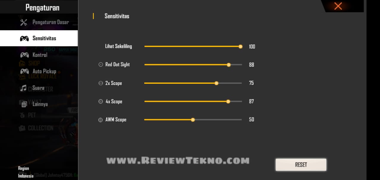 Settingan Sensitivitas free fire - Budi01 Gaming