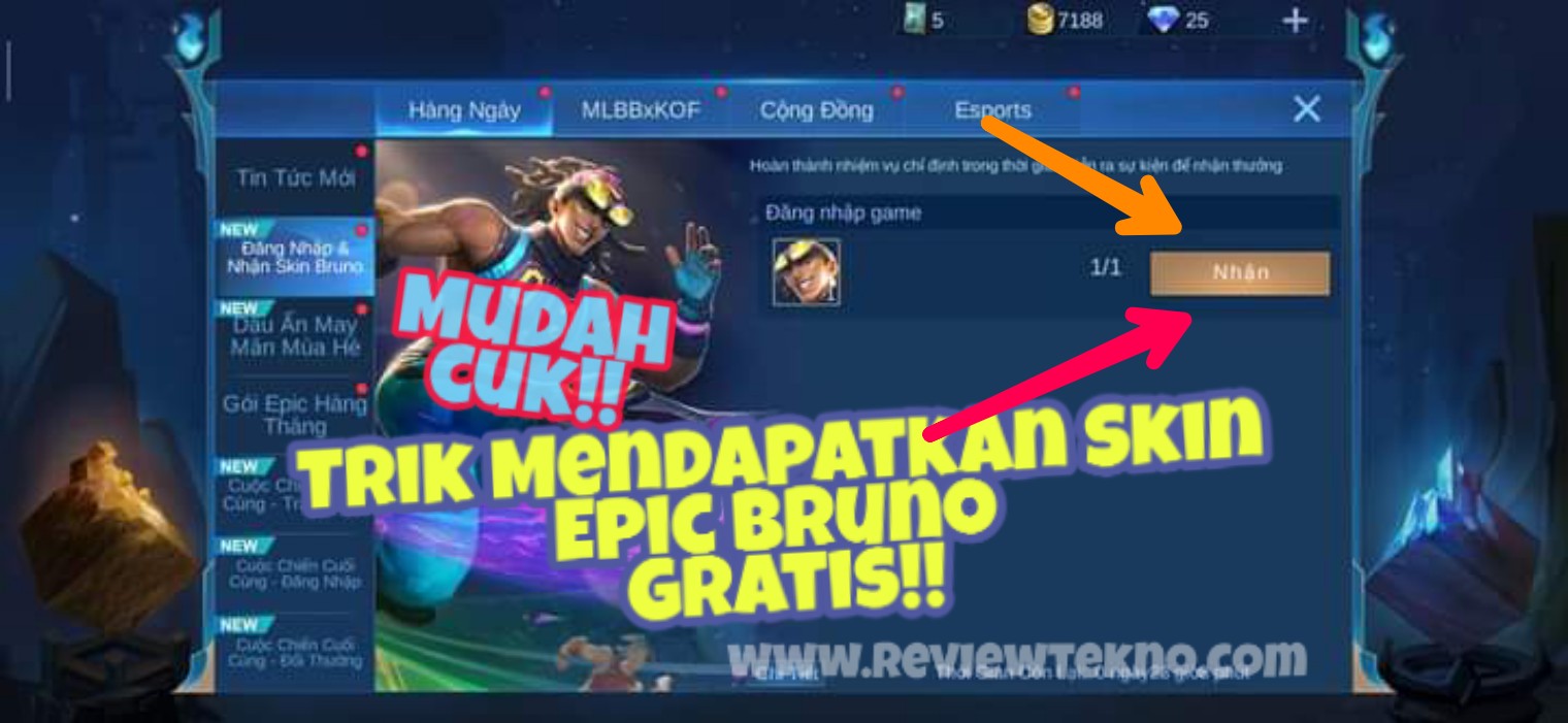 Cara Mendapat Skin Epic Bruno Gratis