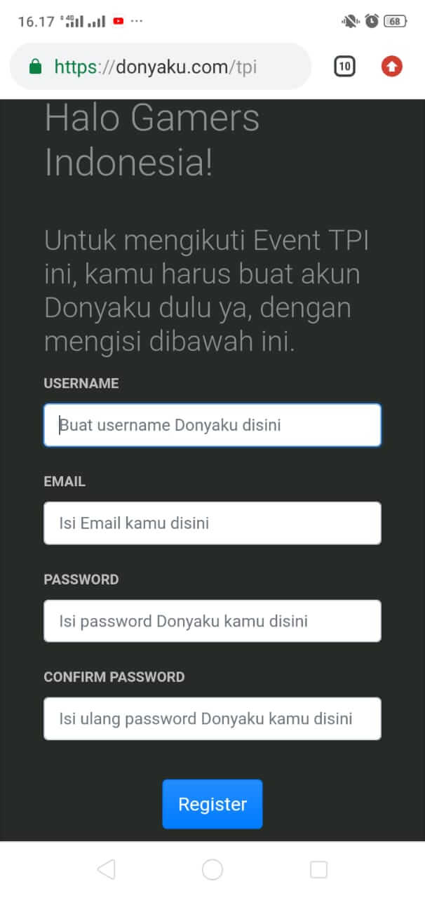 cara daftar turnamen ff di donyaku com tpi