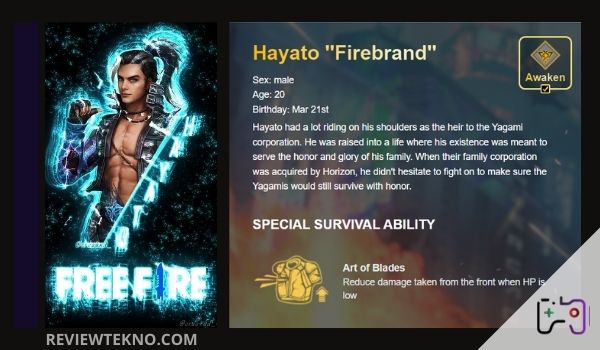 Karakter Free Fire Terkuat Hayato