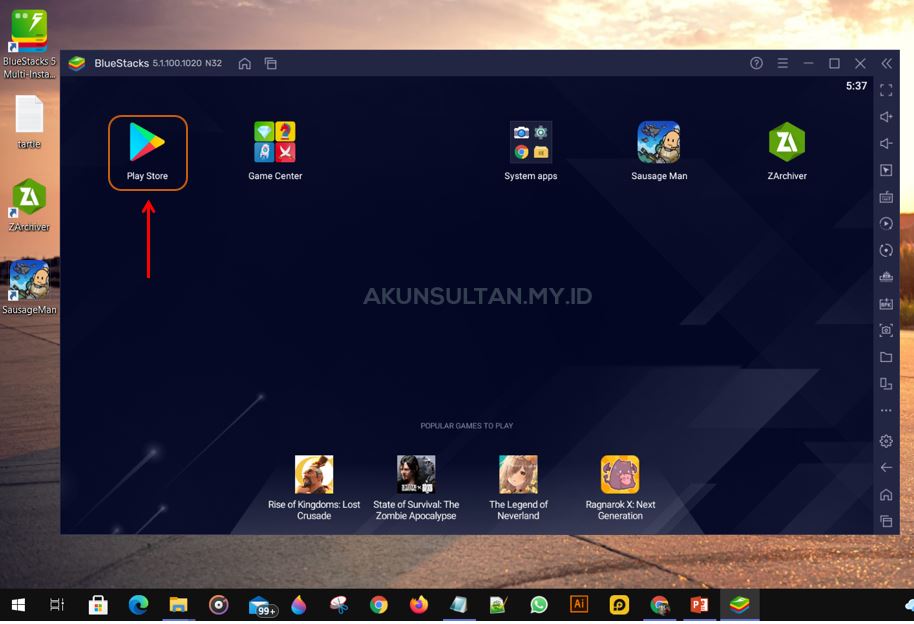 Buka playstore di blue stack