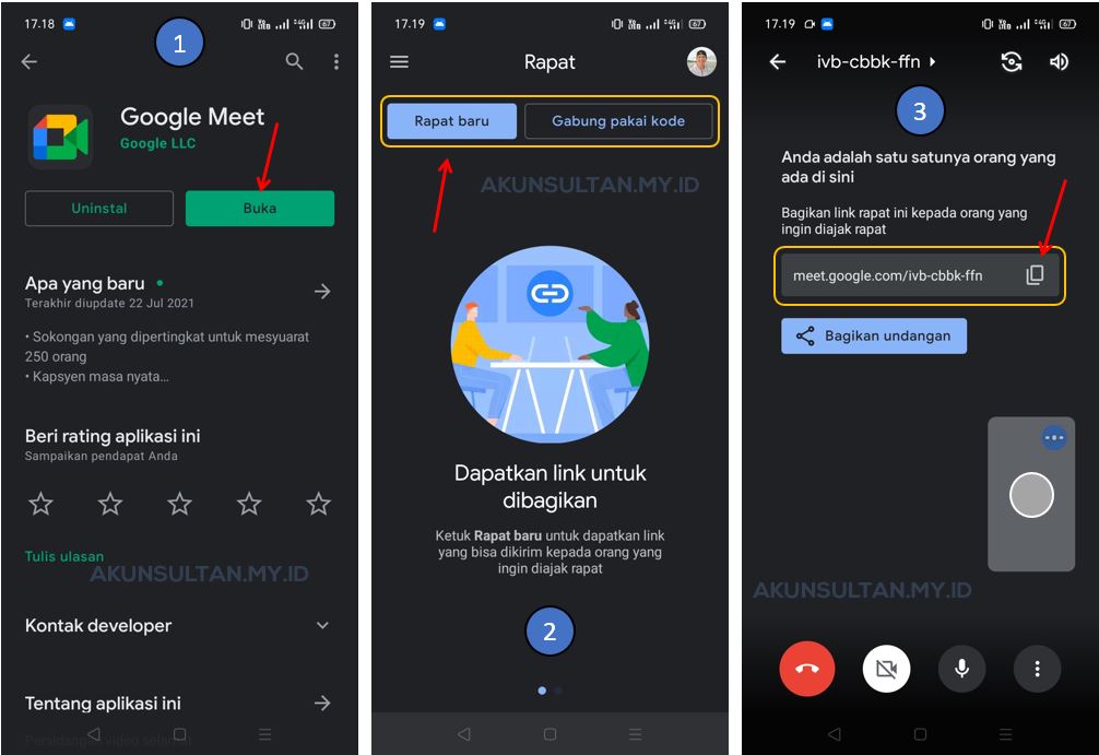Install Google Meet di Android